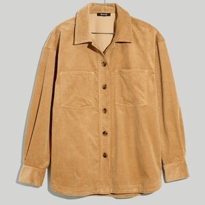 Madewell Corduroy Kentwood Oversized Shirt-Jacket Shacket in Earthen Sand